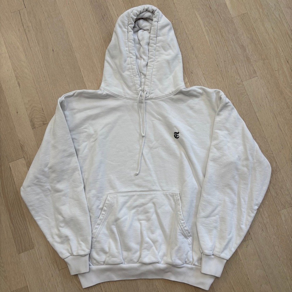 EVERYBODY.WORLD New York Times Hoodie Unisex Large White Excellent The Truth
